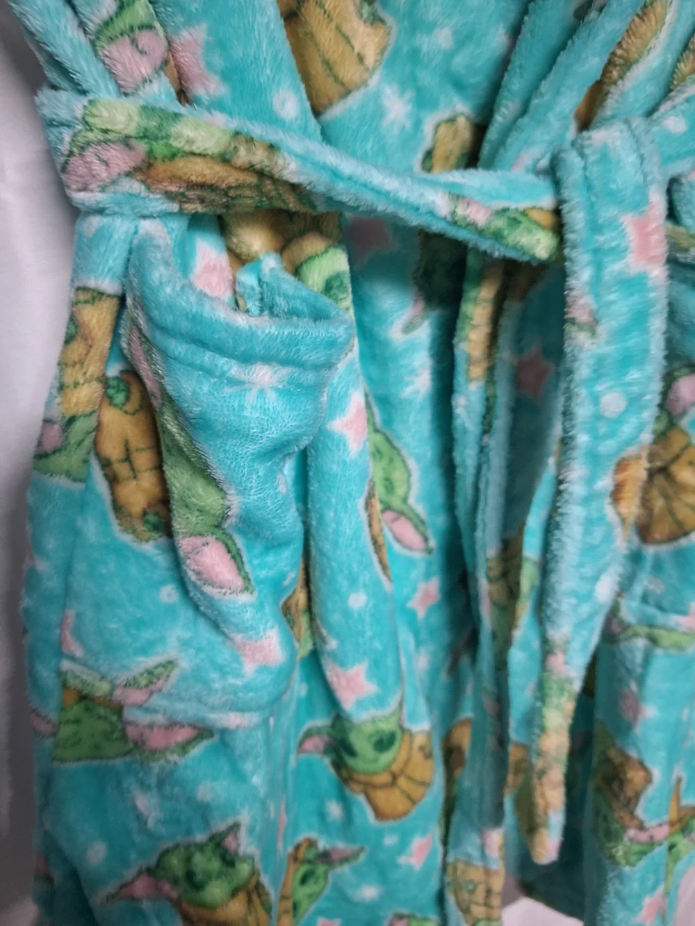 The Children's Place Baby Yoda Fleece Kids Robe - Aqua